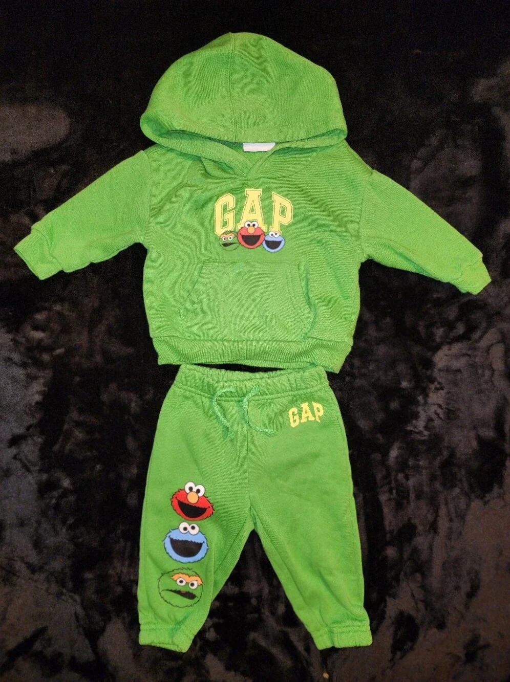 GAP Green Kids Hoodie & Joggers with Sesame Street Patches